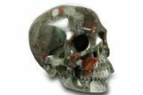 Realistic, Polished Bloodstone (Heliotrope) Skull - South Africa #378597-2